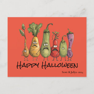 Cartão Postal Engraçado vegetariano assustado Halloween