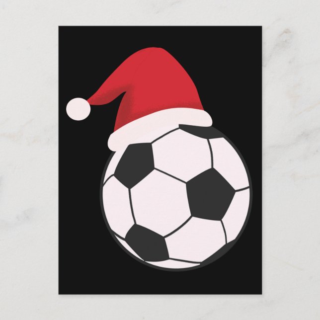 Cartão Postal Engraçado Xmas, Futebol Ball Santa Hat, Futebol Lo (Frente)