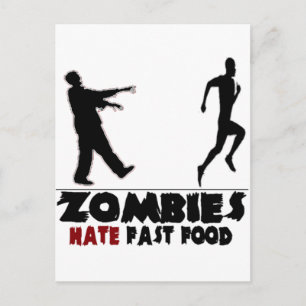 Cartão Postal Engraçado Zombies Comida rápida