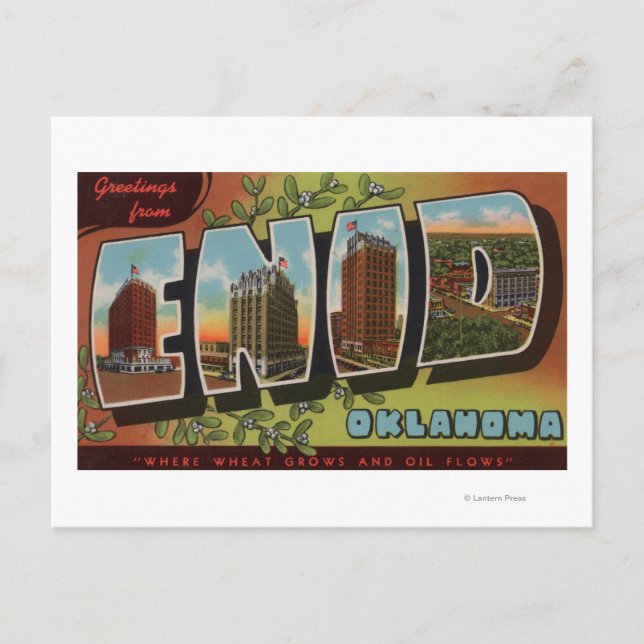 Cartão Postal Enid, OklahomaLarge Letter ScenesEnid, OK (Frente)