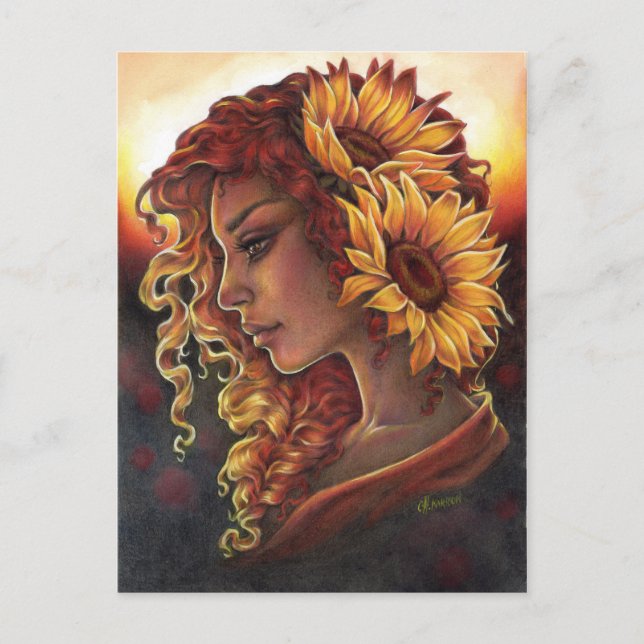 Cartão Postal Enquanto Sunflower Bloom (Frente)