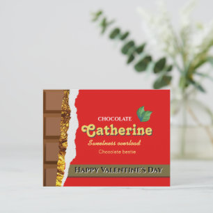 Cartão Postal Enrolador vermelho doce de chocolate embrulho de s