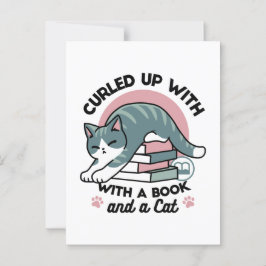 Cartão Postal Enrolados com um Livro e um Gato - Leitura de Gato