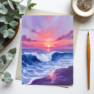 Cartão Postal Enseada de Algodão Doce Pintura em Aquarela de O