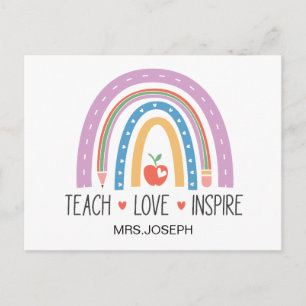 Cartão Postal Ensine Amor Inspire Professor