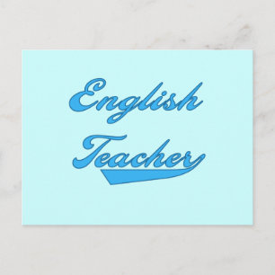 Cartão Postal Ensino Inglês, Camisas de Texto Azuis e Presentes