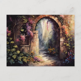Cartão Postal Entrada de Arco do Jardim de Flores Selvagens com 