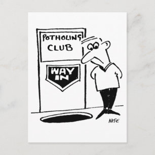 Cartão Postal Entrada do Clube de Potholing no Chão Cartoon