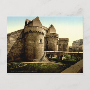 Cartão Postal Entrada no Castelo Nantes, França