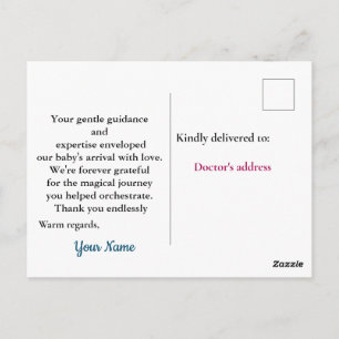 Cartão Postal Entrega de Bebê Grato