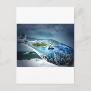 Cartão Postal Entregar numa garrafa