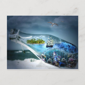 Cartão Postal Entregar numa garrafa