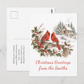 Cartão Postal Envelope de Natal Personalizado da Família Cardina