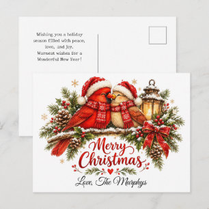Cartão Postal Envelope de Natal Personalizado da Família com Car