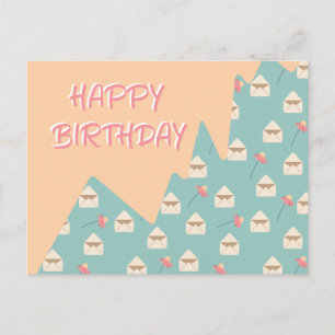 Cartão Postal Envelope Divertido & Sininhos de Flores Feliz Aniv
