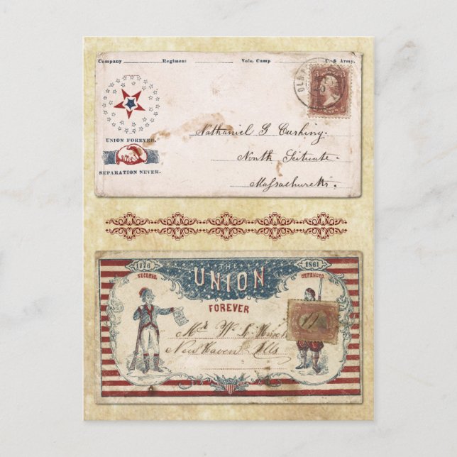 Cartão Postal Envelopes da Guerra Civil com a União (Frente)