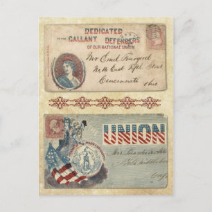 Cartão Postal Envelopes da Guerra Civil Postados com Colúmbia