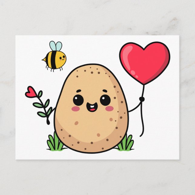 Cartão Postal Enviado Com Amor Batata Romântica (Frente)