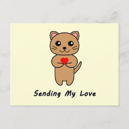 Cartão Postal Enviando Meu Amor - Fundo Amarelo