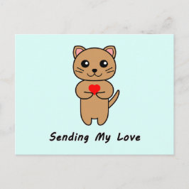 Cartão Postal Enviando Meu Amor - Fundo Azul