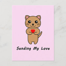 Cartão Postal Enviando Meu Amor - Fundo Rosa (Vertical)