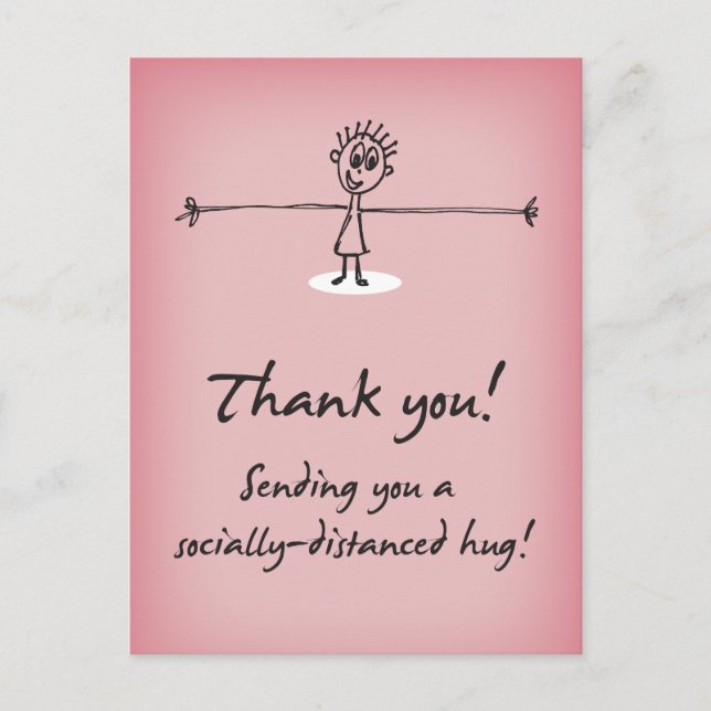 Cartão Postal Enviando um Abraço Distanciado Socialmente Obrigad (Frente)