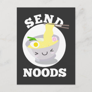 Cartão Postal Enviar Comida de Bowl de Kawaii Ramen Noodles Asiá