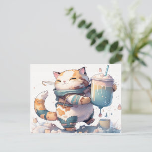 Cartão Postal Enviar um Cartão-postal de gato de chá Boba a a to