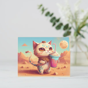 Cartão Postal Enviar um Cartão-postal de gato de chá Boba a a to