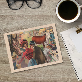 Cartão Postal Ephemera da Fazenda Justa de Animais Vintage