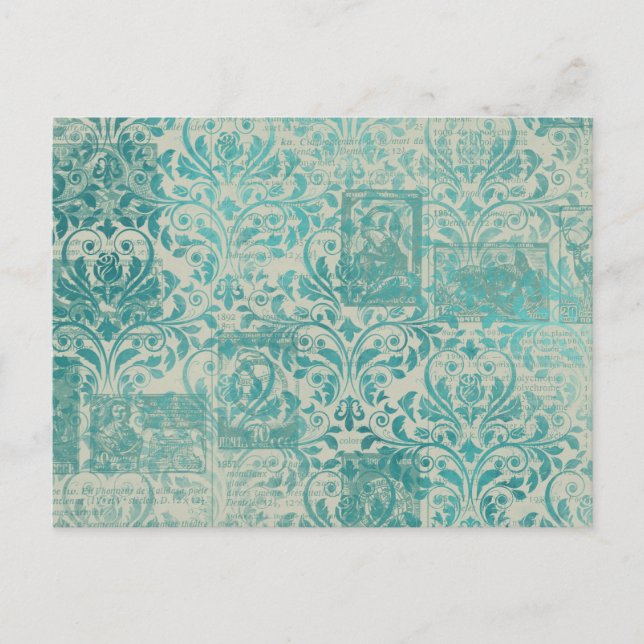 Cartão Postal Ephemera Turquoise Paper Series Design 19 (Frente)