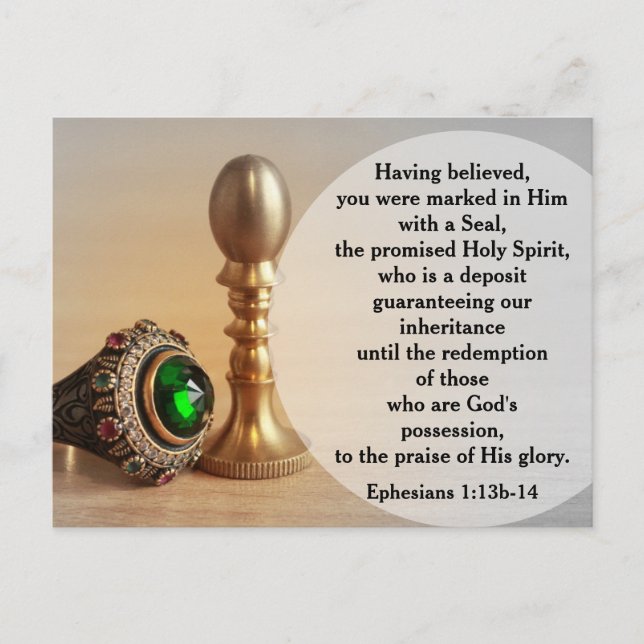 Cartão Postal Ephesians 1:13b-14 Marked with a Seal Postcard (Frente)
