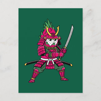 Cartão Postal Epic Dragon Fruit Samurai Warrior Katana Illustrat