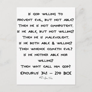 Cartão Postal Epicurus - Por que chamá-lo de deus? -Plano