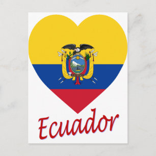 Cartão Postal Equador Flag Heart
