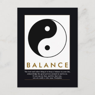Cartão Postal equilibre yoga yin yang com aspas