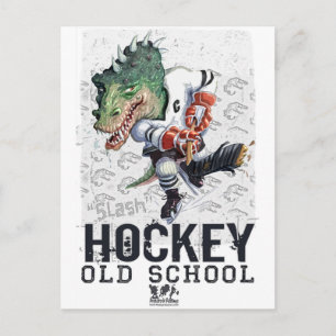 Cartão Postal Equipamento de Hockey Dinosaur Slash