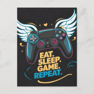 Cartão Postal Equipamento de Jogo Épico. Coma. Durma. Jogue. Rep