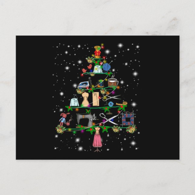 Cartão Postal Equipamentos de Crochê Árvore de Natal Coberta Luz (Frente)