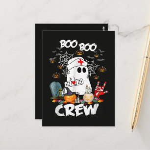 Cartão Postal Equipe Boo Boo Enfermeira Fantasma Halloween Assus
