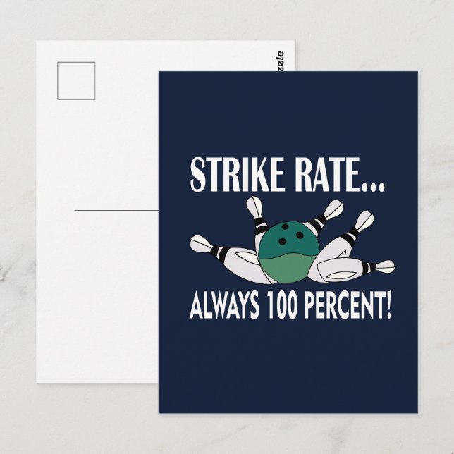 Cartão Postal Equipe de Acertar a Bola de Pin de Boliche (Frente/Verso)