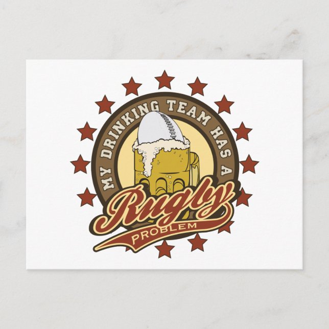 Cartão Postal Equipe de Bebendo de Rugby (Frente)