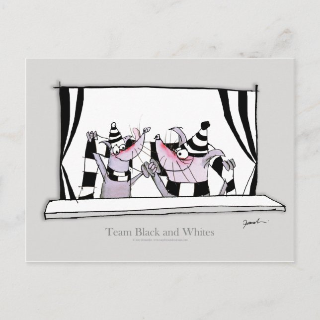 Cartão Postal equipe de cães bw (Frente)