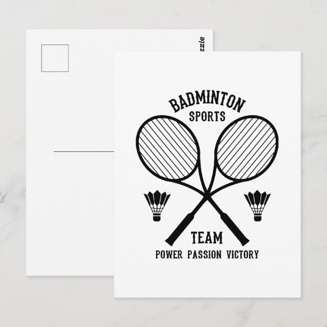 Cartão Postal Equipe de Esportes de Badminton (Frente/Verso)