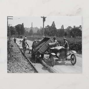 Cartão Postal Equipe de Obras Rodoviárias em Ação, 1925