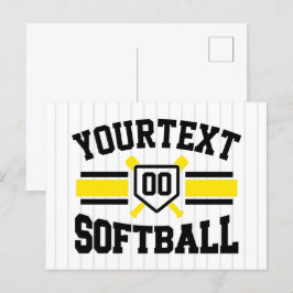 Cartão Postal Equipe de Varsity do Softball Player de NOME DE AD