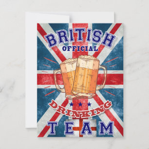 Cartão Postal Equipe do Bebendo Oficial Britânico. Cerveja engra