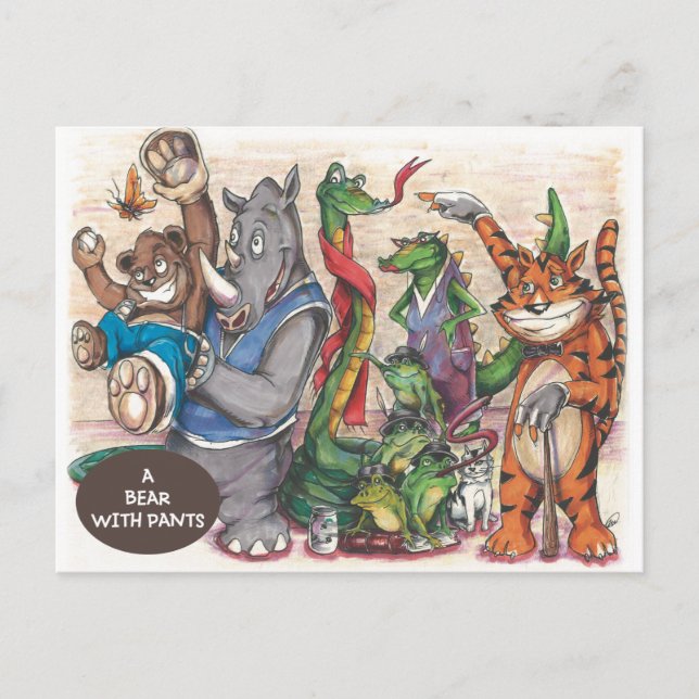 Cartão Postal Equipe do Livro "Um Urso com Calças" (Frente)