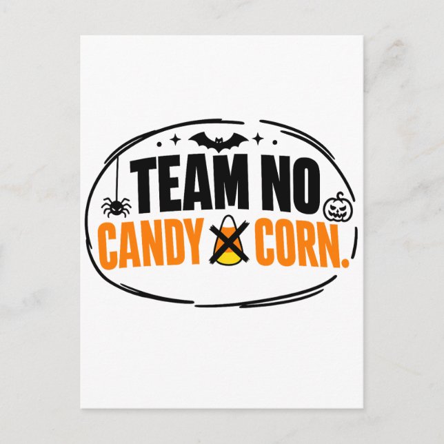 Cartão Postal Equipe Engraçada Sem Milho Doce Halloween  (Frente)