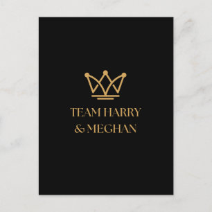 CARTÃO POSTAL EQUIPE HARRY & MEGHAN COM CROWN DOURADO